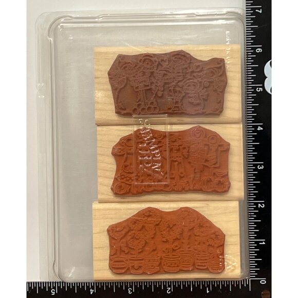 Stampin Up! GREAT GROUPINGS WOOD MOUNTED Rubber Stamp Set OF 3 SCARECROW SNOWMAN - Picture 4 of 5